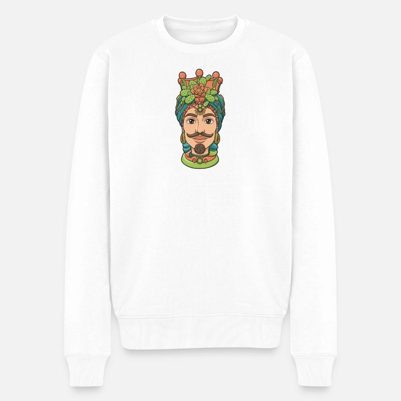 Moors Häuptling Sizilien - Männer Premium Bio Pullover - Weiß