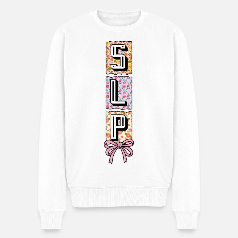 SLP Speech Language Pathology Speech Therapist - Men's Premium Organic Jumper - white