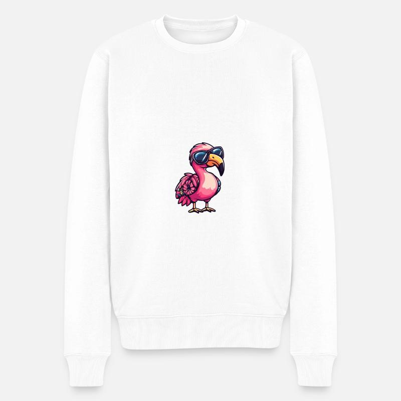 Flamingo Comic Urlaub - Männer Premium Bio Pullover - Weiß