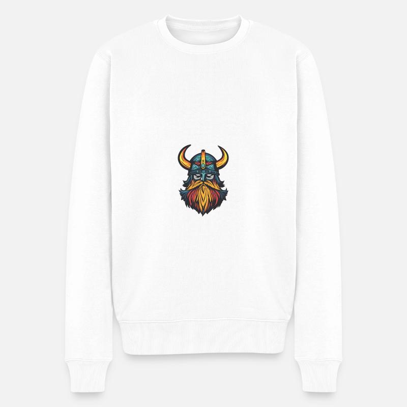 Wikinger Krieger Helm - Männer Premium Bio Pullover - Weiß
