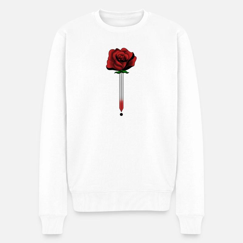 Schwert Rosen - Männer Premium Bio Pullover - Weiß