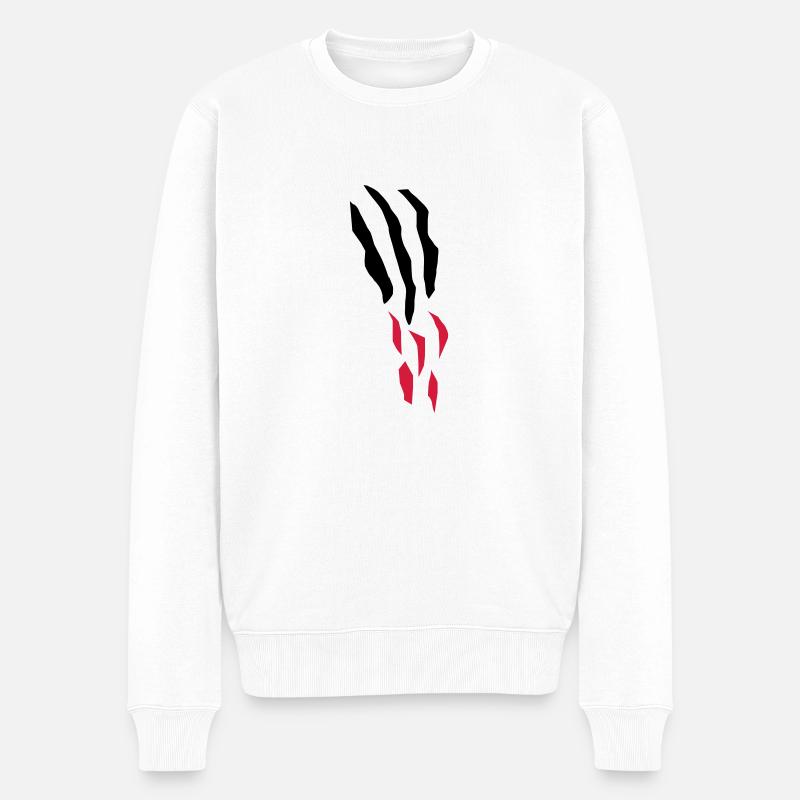 scratch_bloody - Männer Premium Bio Pullover - Weiß