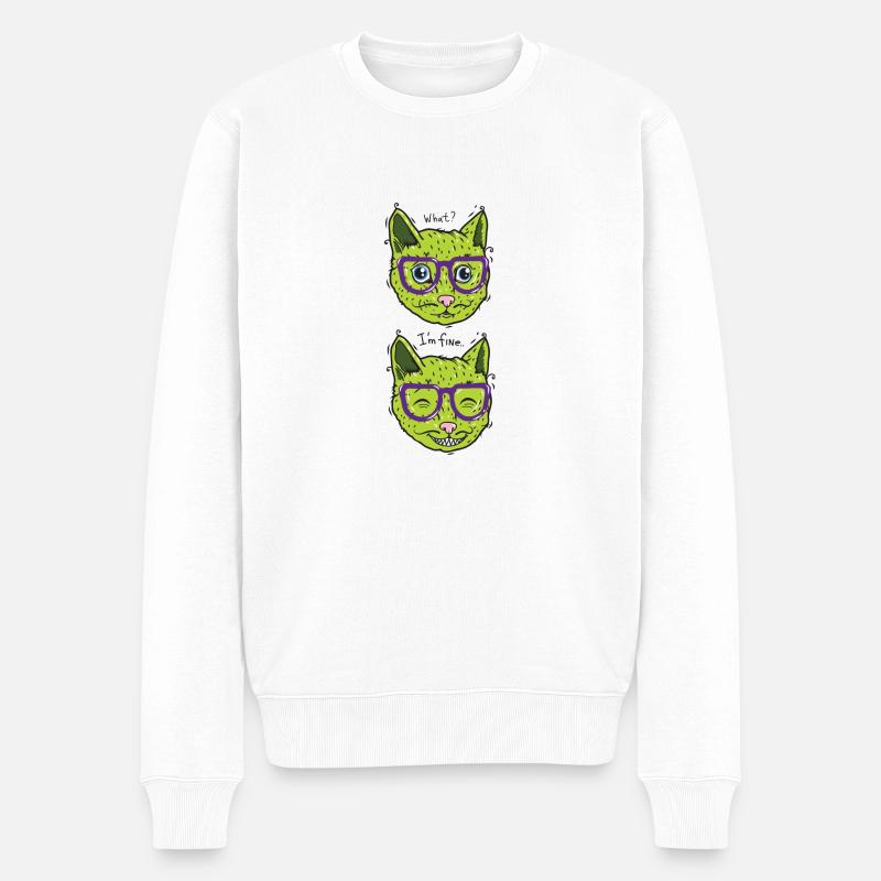 chat végétalien se sent bien - Pull Premium bio Homme - blanc