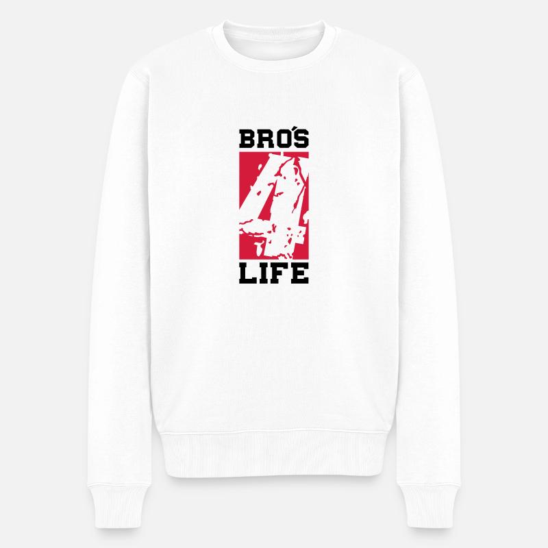 bros_4_life_cb2 - Männer Premium Bio Pullover - Weiß