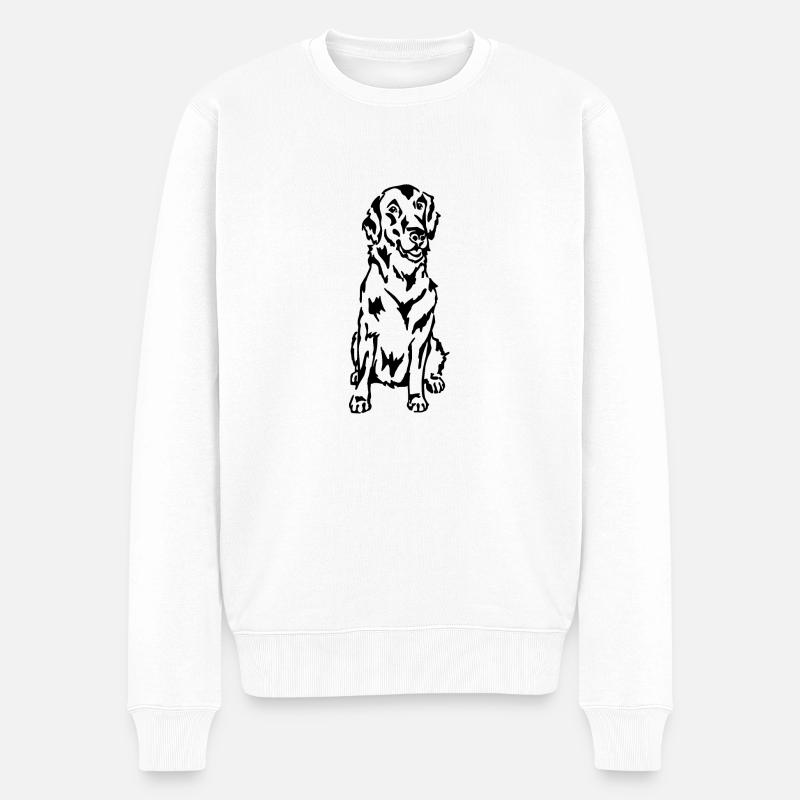 Flat Coated Retriever - Männer Premium Bio Pullover - Weiß