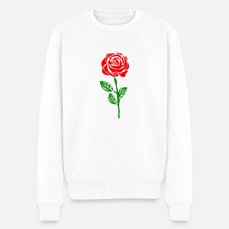 Rose - Männer Premium Bio Pullover - Weiß