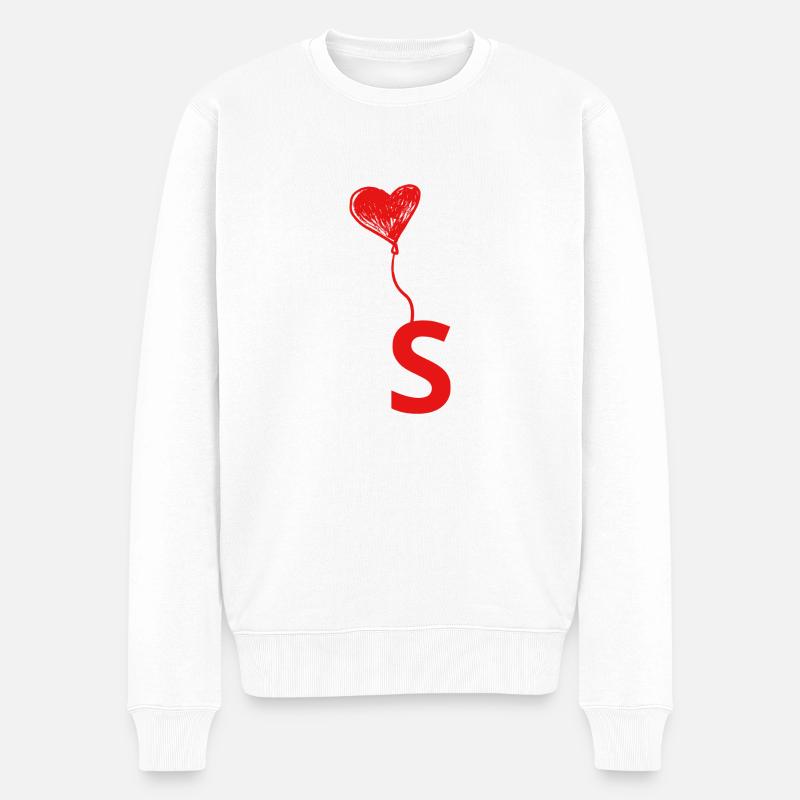 Herz-Buchstaben - Männer Premium Bio Pullover - Weiß