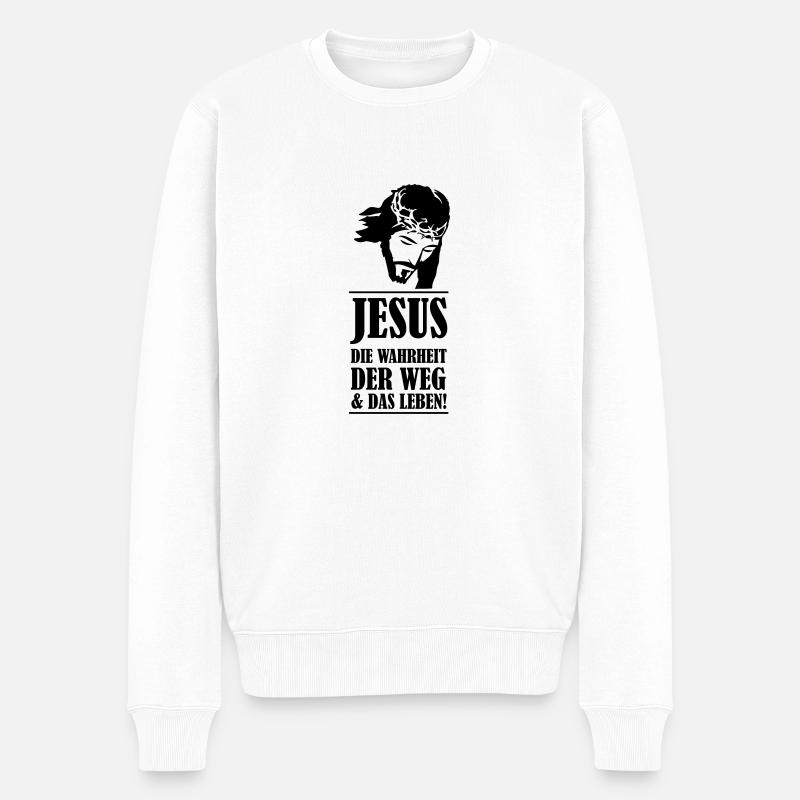 jesus die wahrheit - Männer Premium Bio Pullover - Weiß