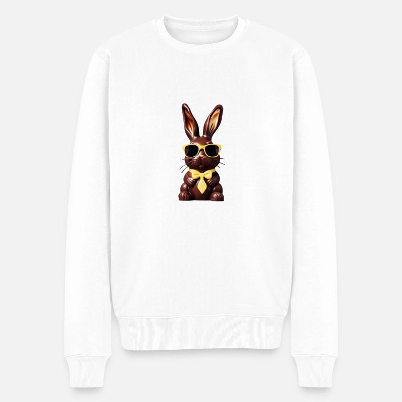 Lapin en chocolat Bo graphique - Pull Premium bio Homme - blanc