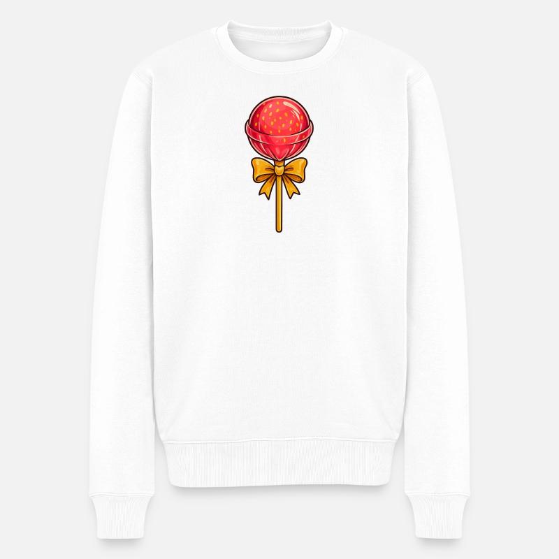 Skurriles Lollipop-Schleifendesign - Männer Premium Bio Pullover - Weiß
