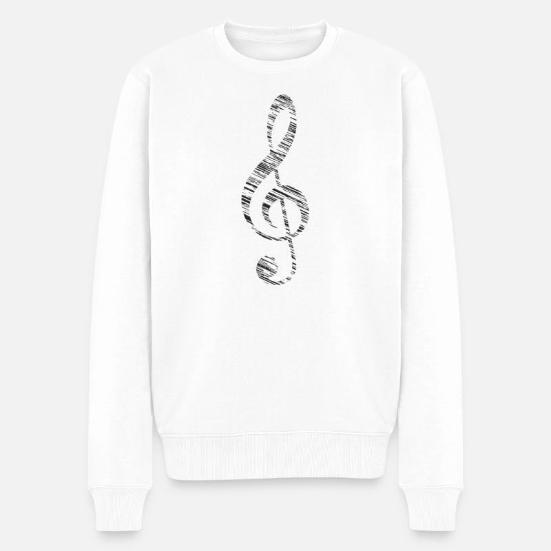 Notenschlüssel Musik - Männer Premium Bio Pullover - Weiß