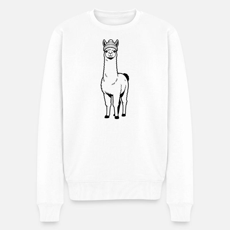 Lama Beanie - Pull Premium bio Homme - blanc