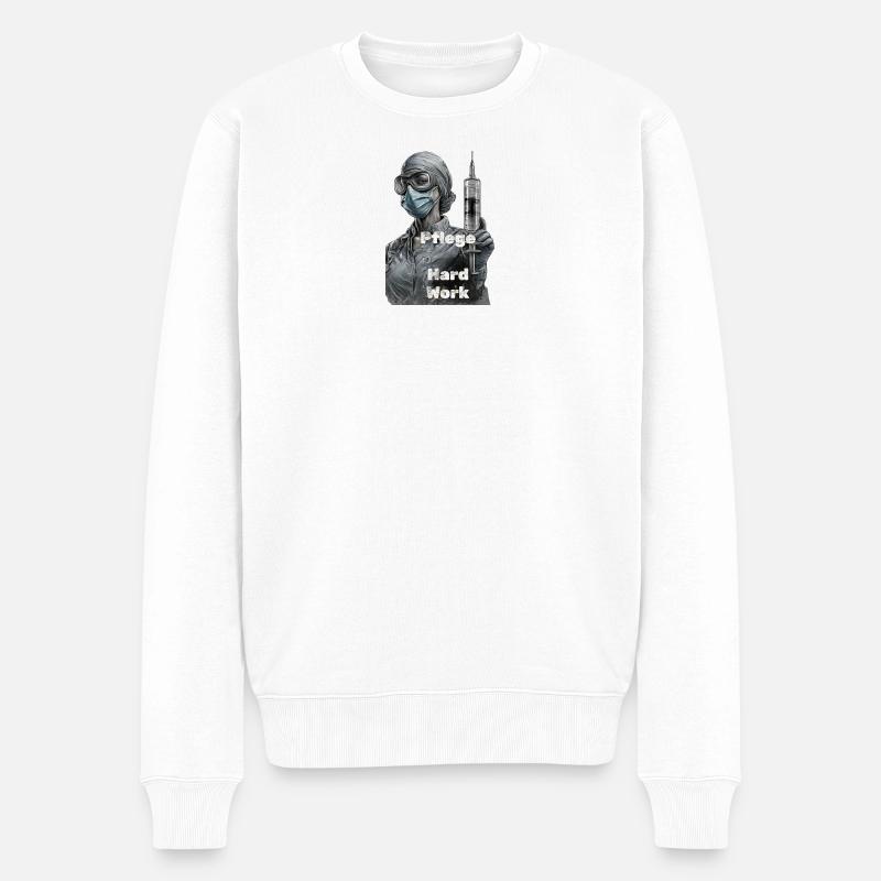 Héroïne infirmière : Travail acharné - Pull Premium bio Homme - blanc