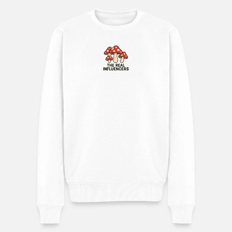Echte Influencer Pilze - Männer Premium Bio Pullover - Weiß