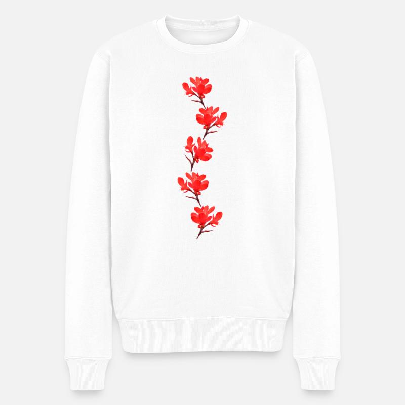 rote Blumen - Männer Premium Bio Pullover - Weiß
