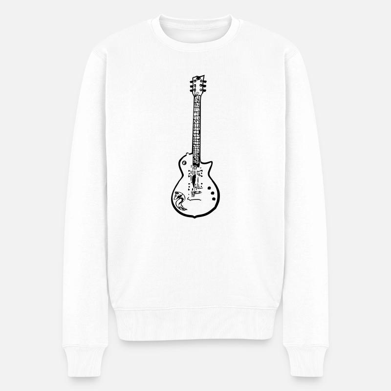Silhouette de guitare électrique, design noir, musique - Pull Premium bio Homme - blanc