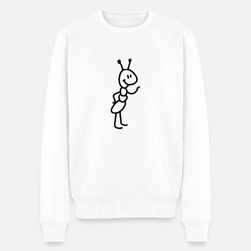 Ameise - Line - Männer Premium Bio Pullover - Weiß