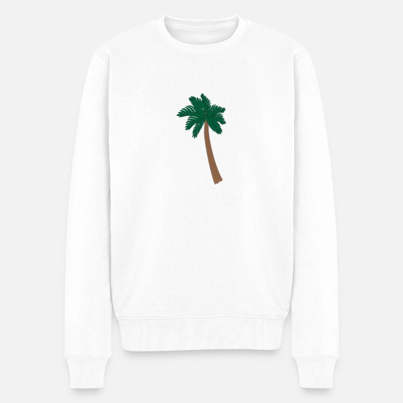 Illustration Palm - Pull Premium bio Homme - blanc