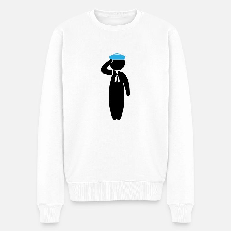 Ein salutierender Matrose - Männer Premium Bio Pullover - Weiß