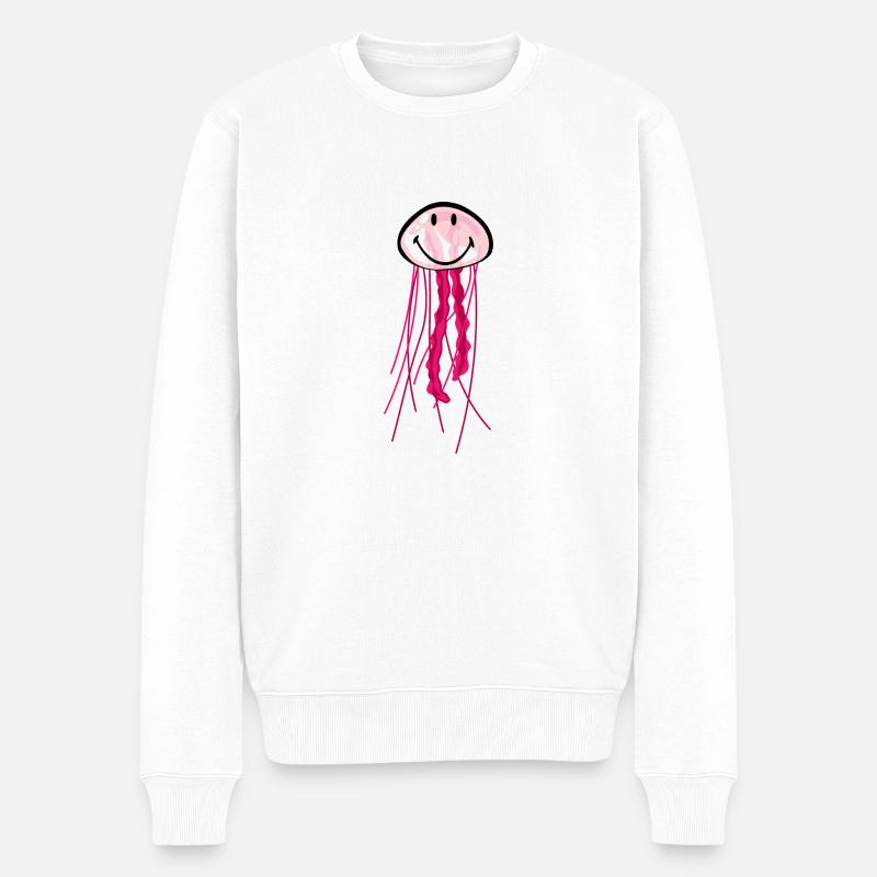 Smiley Jellyfish - Männer Premium Bio Pullover - Weiß