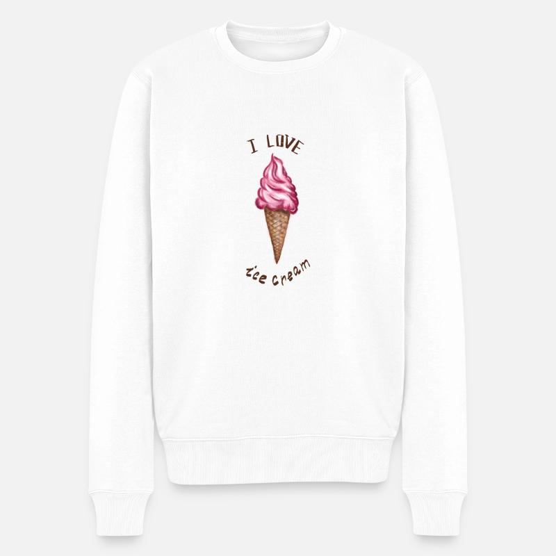 Ice_cream.png - Männer Premium Bio Pullover - Weiß