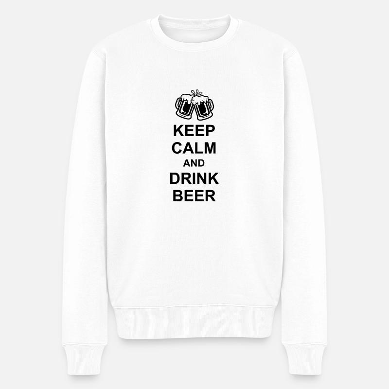 Dire Keep Calm Beer - Pull Premium bio Homme - blanc