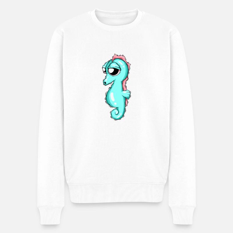 Seepferd - Männer Premium Bio Pullover - Weiß