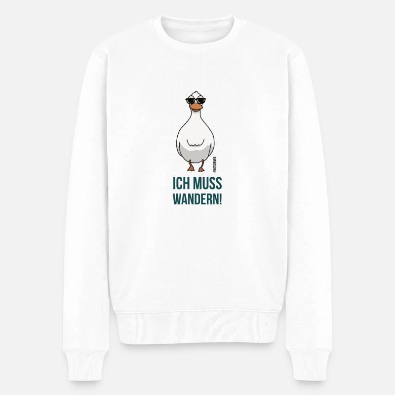 Ich muss wandern ! - Männer Premium Bio Pullover - Weiß