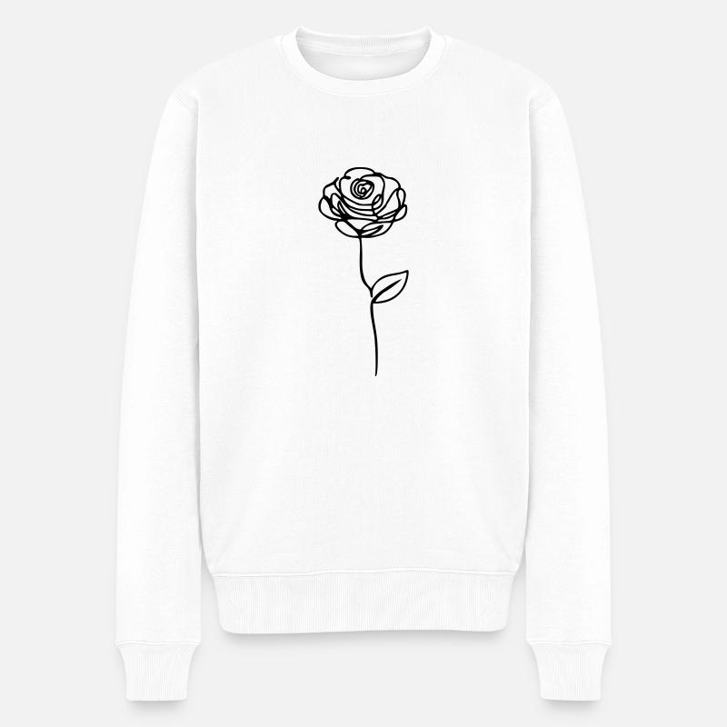 Rose - Männer Premium Bio Pullover - Weiß