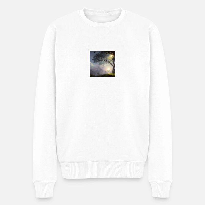 Mondlicht - Männer Premium Bio Pullover - Weiß