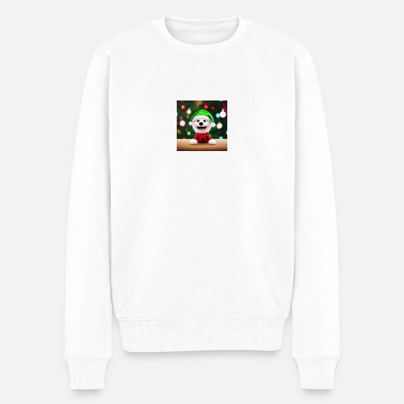 Süßer Hund im Weihnachtsfeeling - Männer Premium Bio Pullover - Weiß