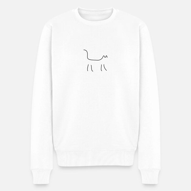 Chat noir - Pull Premium bio Homme - blanc