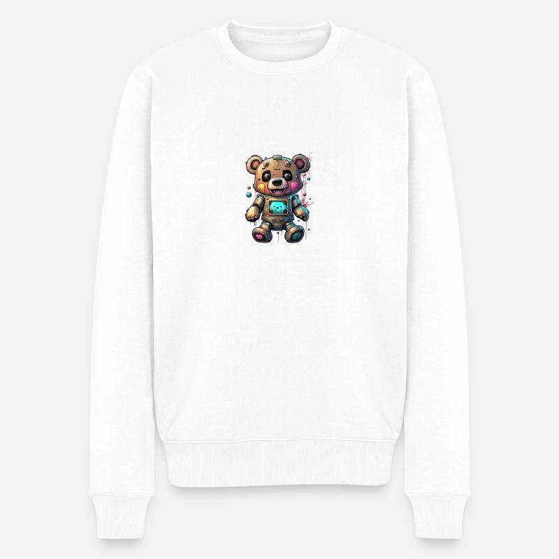 Roboter Bär - Männer Premium Bio Pullover - Weiß