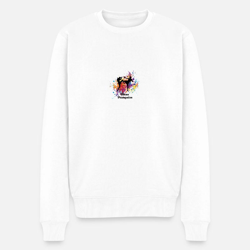 Französisch Boxen - Männer Premium Bio Pullover - Weiß