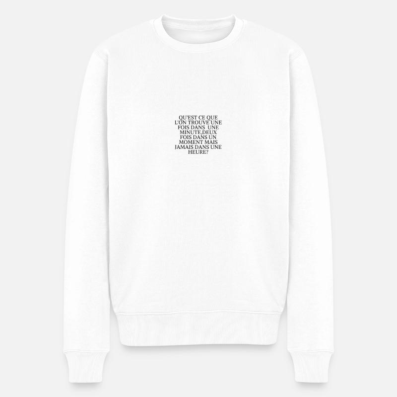 DEVINETTES MINUTE,MOMENT,HEURE - Pull Premium bio Homme - blanc