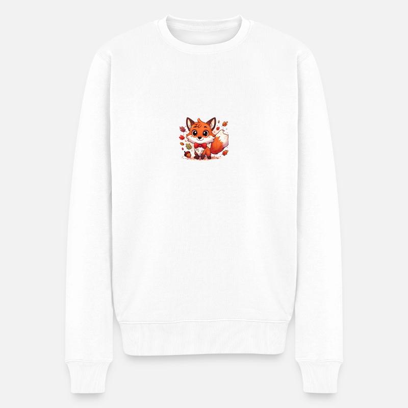 Fuchs Karikatur 1 - Männer Premium Bio Pullover - Weiß