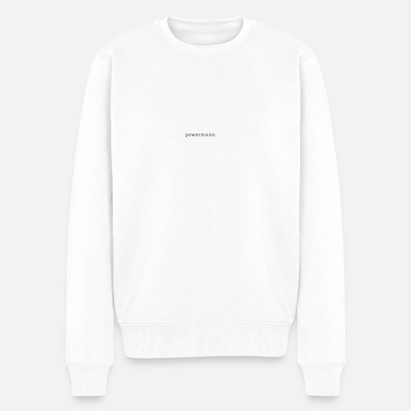 powermann Ironisches Feministisches Design - Männer Premium Bio Pullover - Weiß