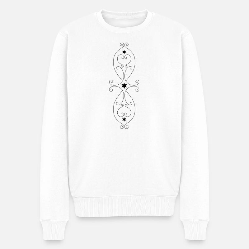 Symmetrisches Sternmuster - Männer Premium Bio Pullover - Weiß