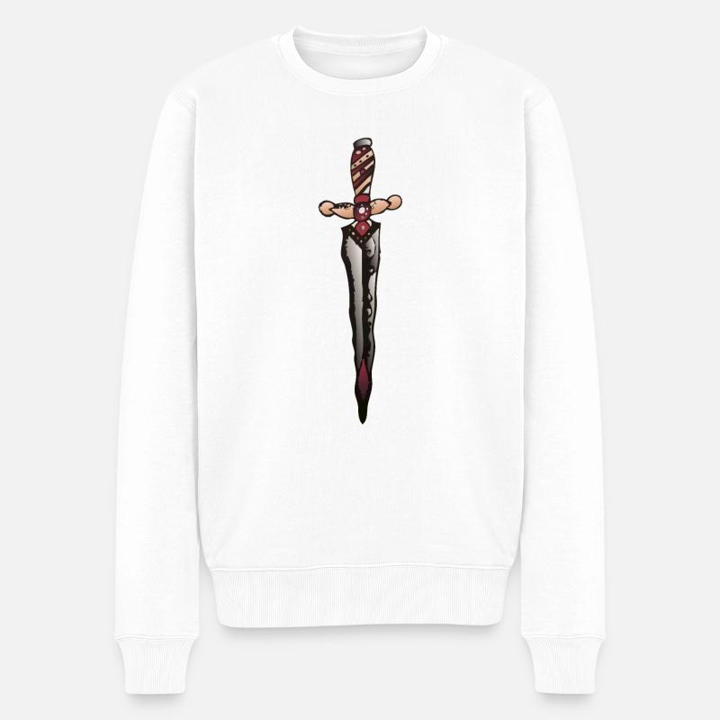 DolchMesser Dolch - Männer Premium Bio Pullover - Weiß