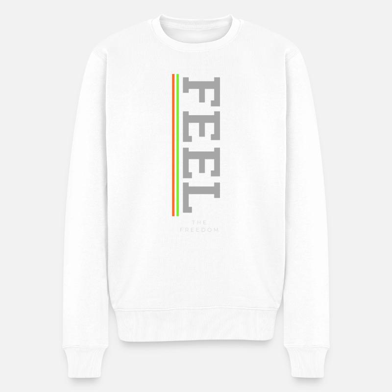 Feel the Freedom Grey - Männer Premium Bio Pullover - Weiß