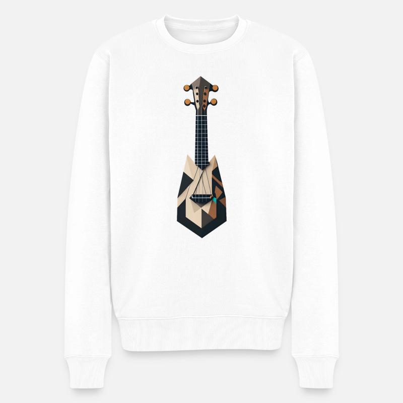 Abstrakte Ukulele - Männer Premium Bio Pullover - Weiß
