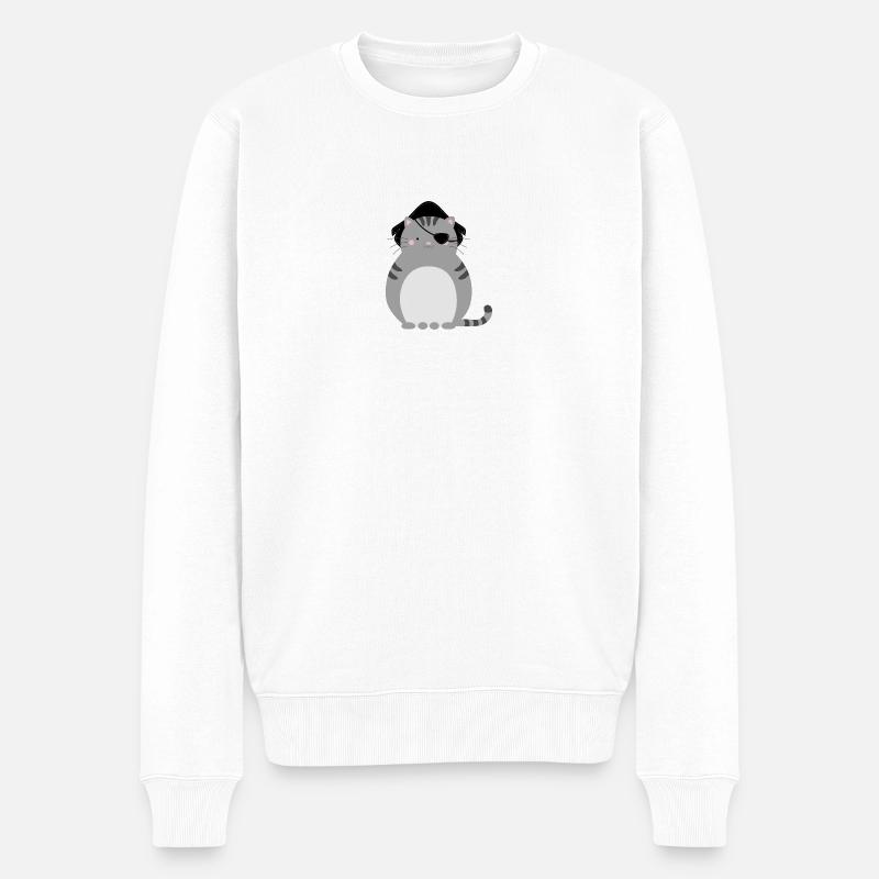 Piraten-Katze - Männer Premium Bio Pullover - Weiß