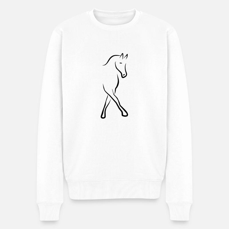 Dressurpferd - Männer Premium Bio Pullover - Weiß