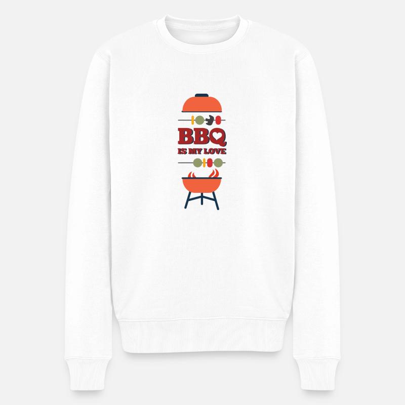 Grillen Geschenk - Männer Premium Bio Pullover - Weiß