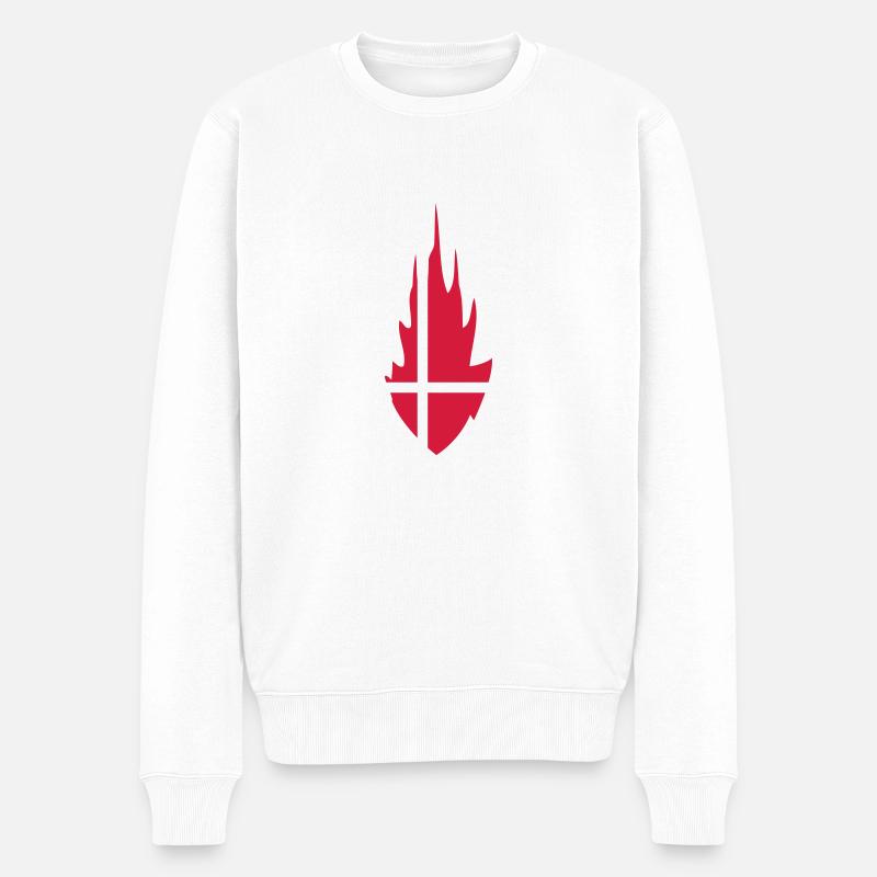 Denmark Danmark Fire Flame Design - Männer Premium Bio Pullover - Weiß