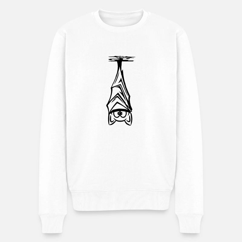 Fledermaus hängend - Männer Premium Bio Pullover - Weiß