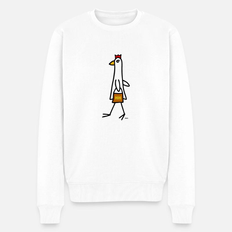 Hilla Huhn - Männer Premium Bio Pullover - Weiß