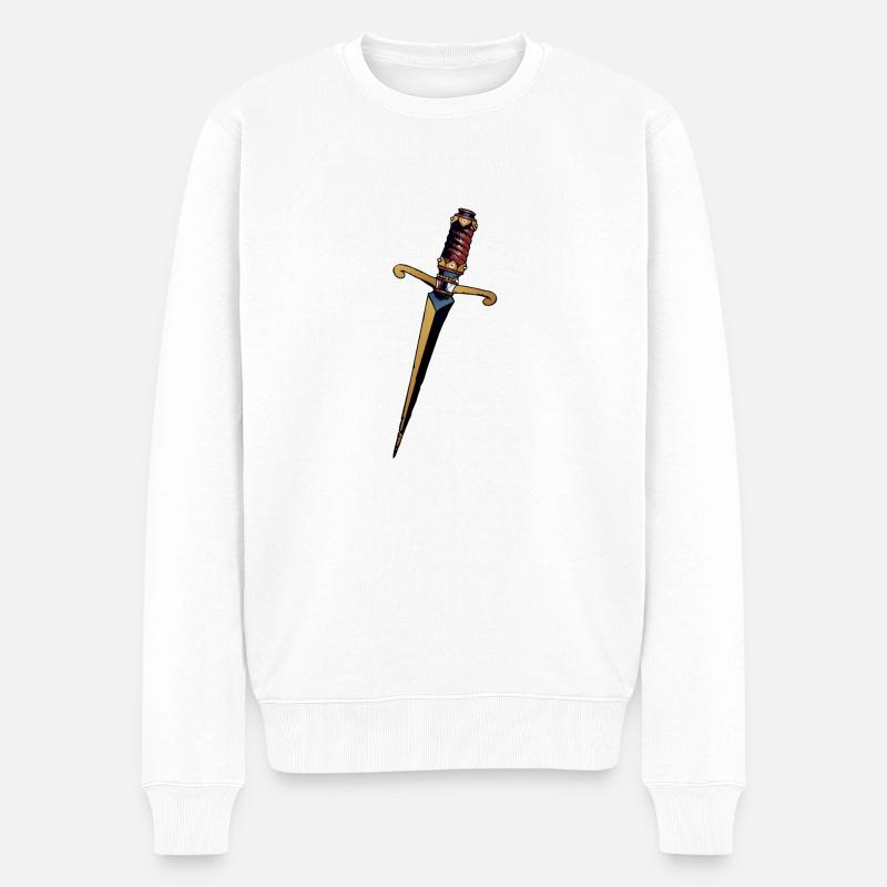 Dolch Dolchmesser - Männer Premium Bio Pullover - Weiß