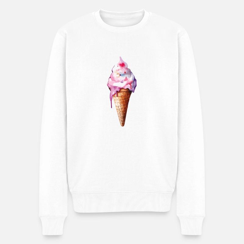 Eiscreme - Männer Premium Bio Pullover - Weiß