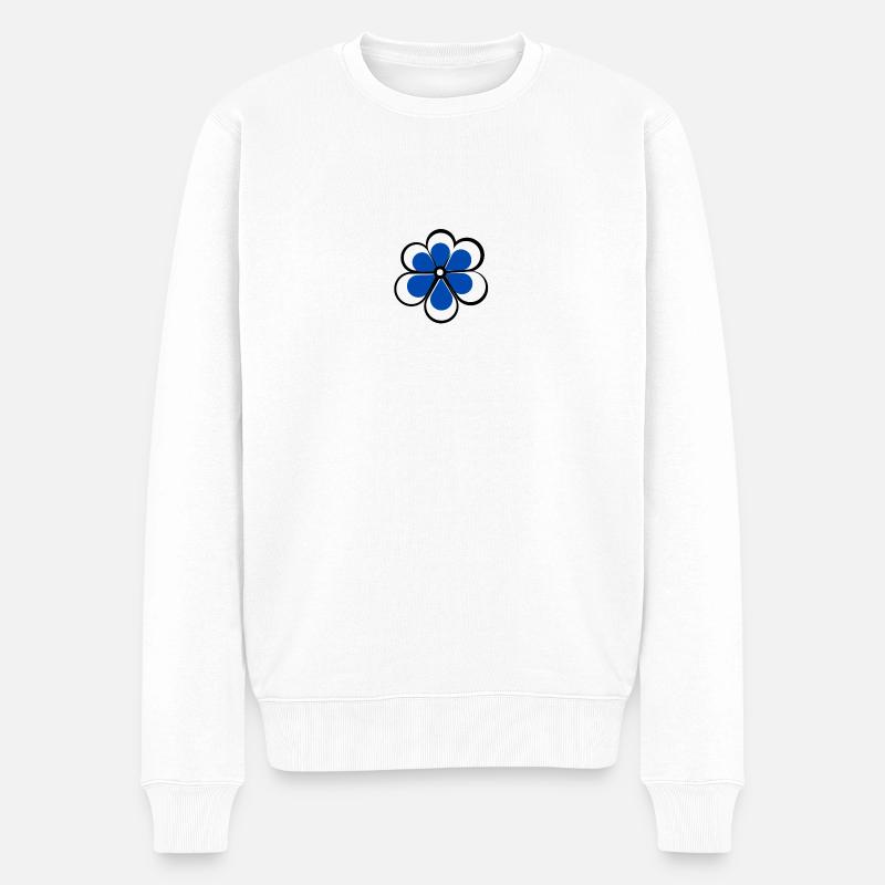 Blaue Blume - Männer Premium Bio Pullover - Weiß